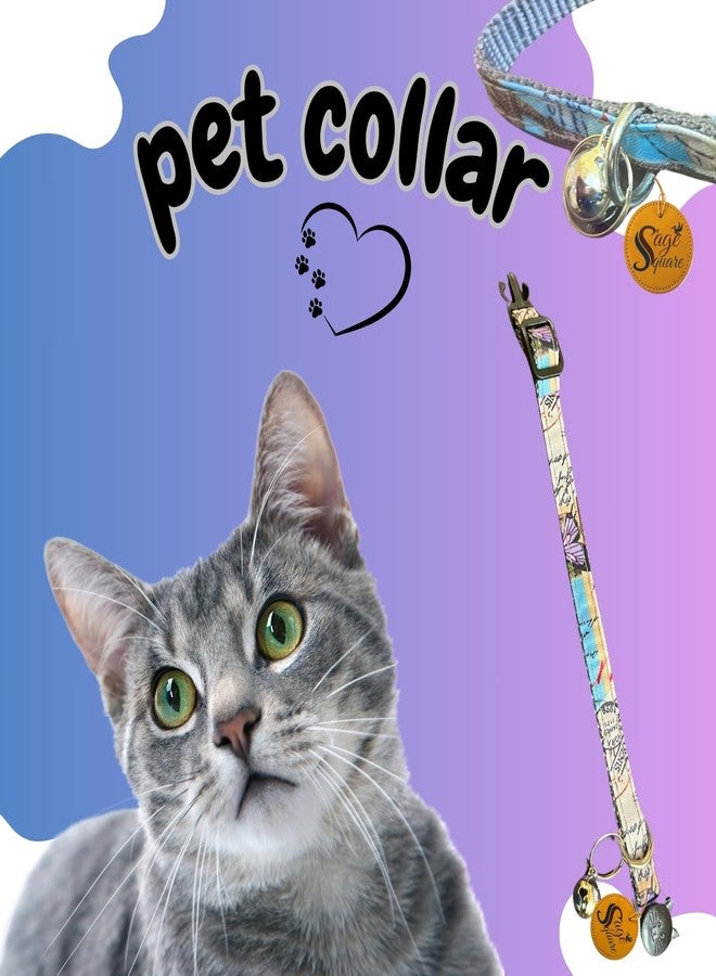 Sage Square Cat Face & Comfortable Cat Collar with Kitty Charm - Adjustable, Safe, Durable, Perfect for Kitten, Cat, Dog & Puppy, Quick-Release Buckle, Ideal for Training and Everyday Use - Image 2